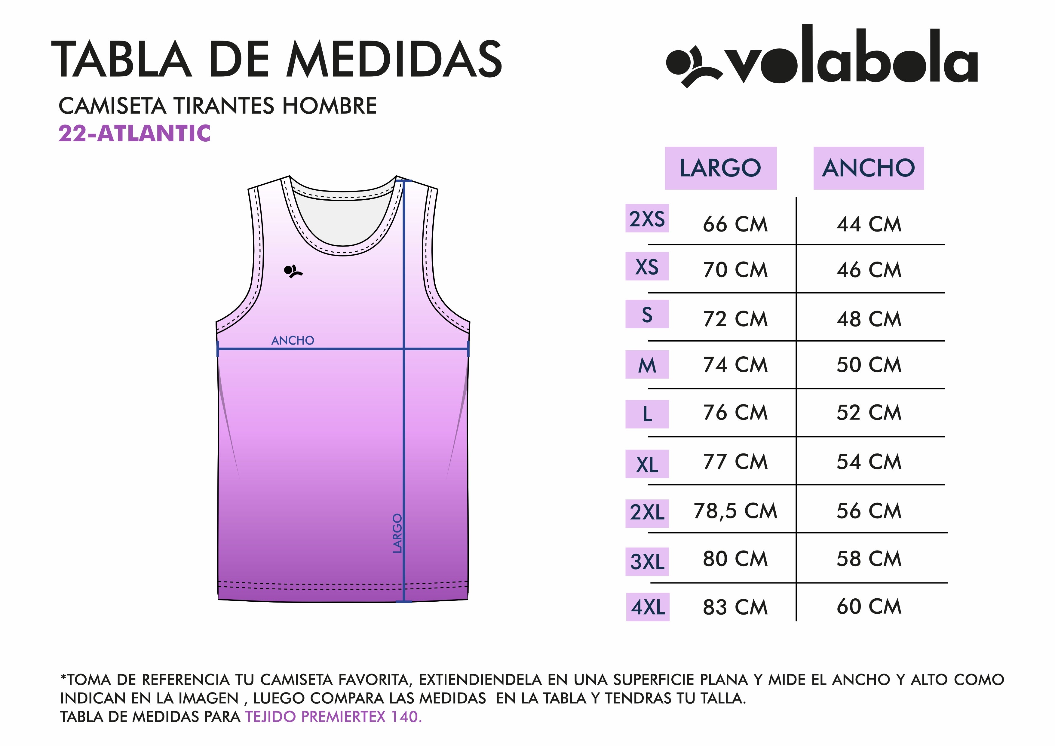 Atlantic Camiseta Tirantes hombre medidas