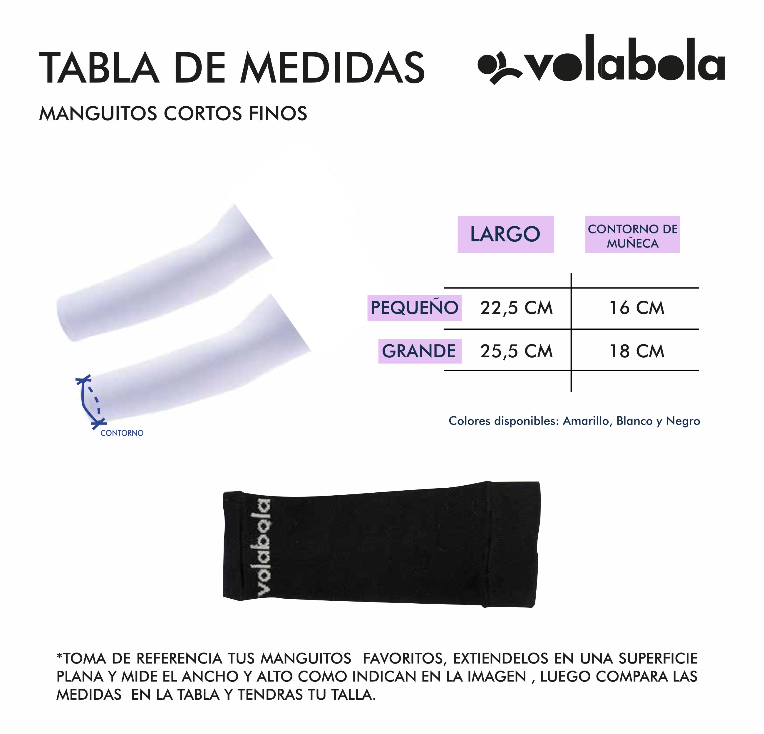 Manguitos Cortos Finos medidas