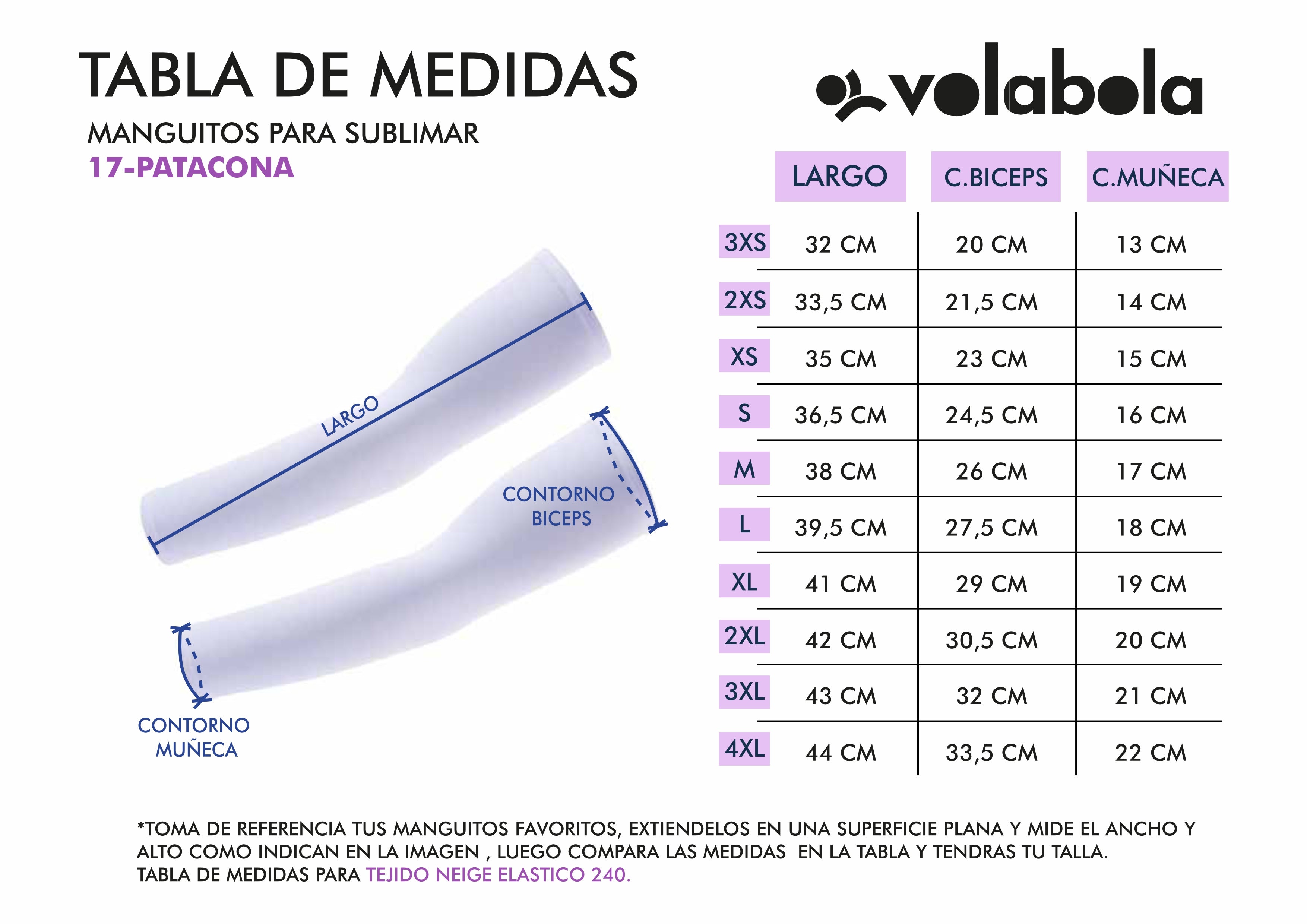 Patacona Manguitos medidas