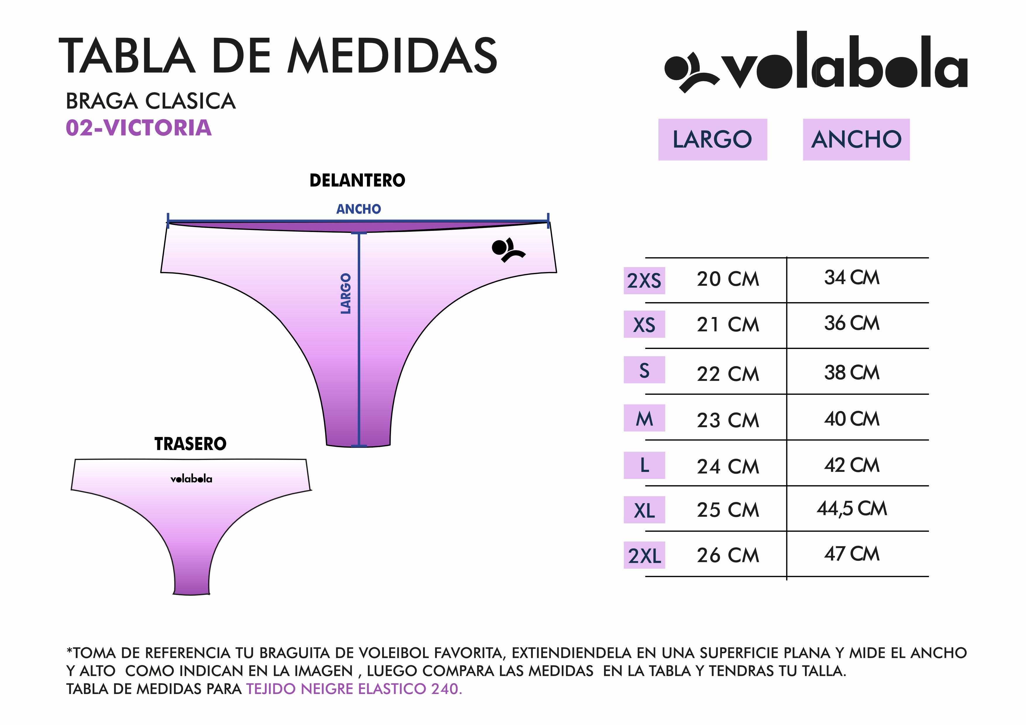 Victoria Braguita Clásica medidas