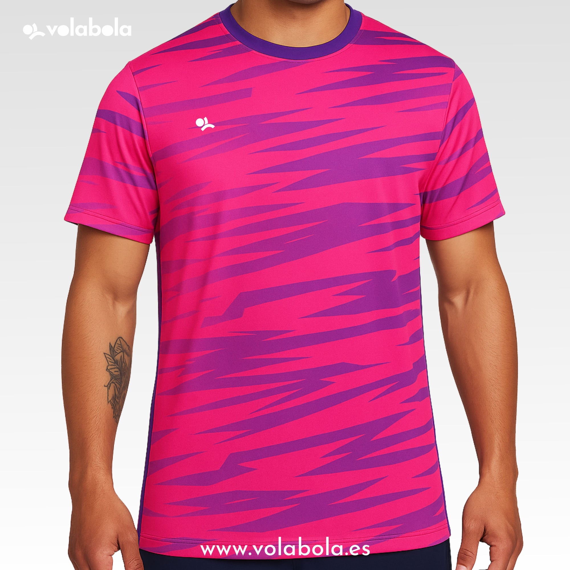 Camiseta técnica voleibol manga corta unisex – Stripped Rosa