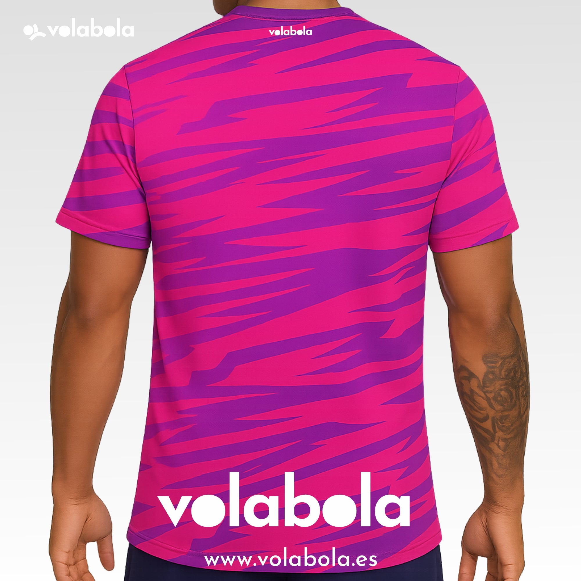 Camiseta técnica voleibol manga corta unisex – Stripped Rosa
