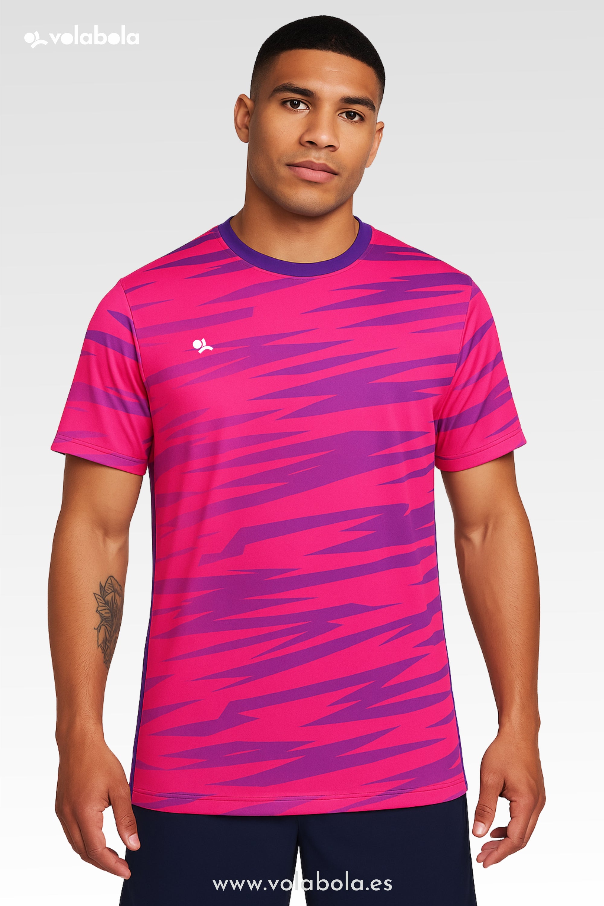Camiseta técnica voleibol manga corta unisex – Stripped Rosa
