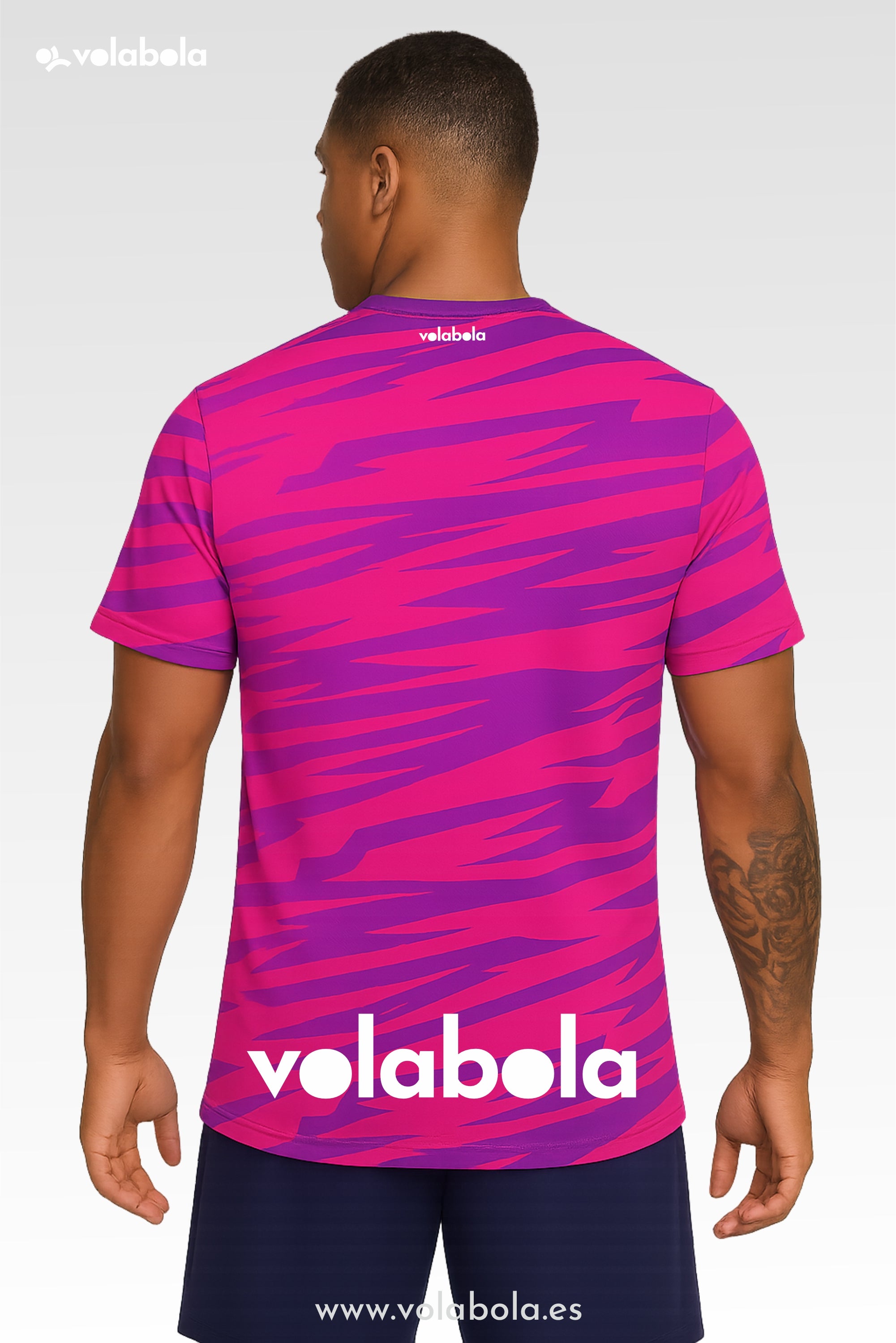 Camiseta técnica voleibol manga corta unisex – Stripped Rosa