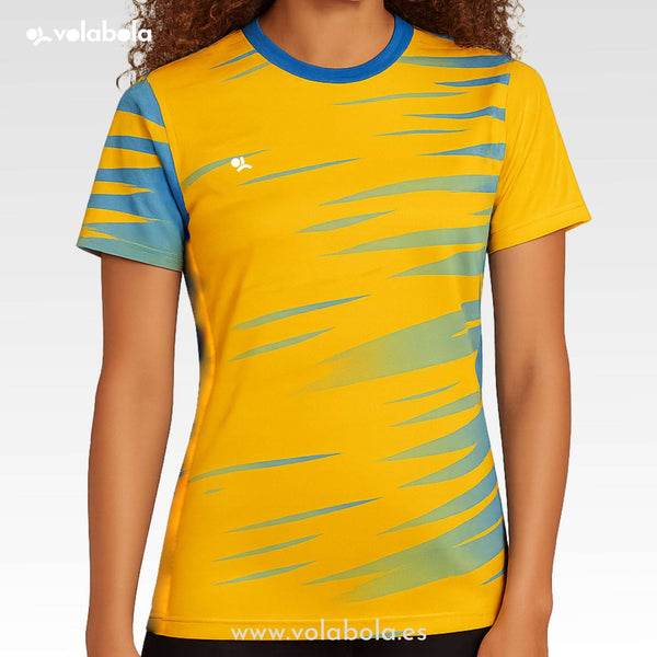 Camiseta Técnica Deportiva Manga Corta mujer - Stripped Amarillo