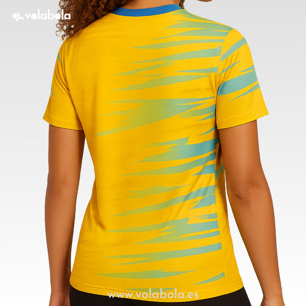 Camiseta Técnica Deportiva Manga Corta mujer - Stripped Amarillo