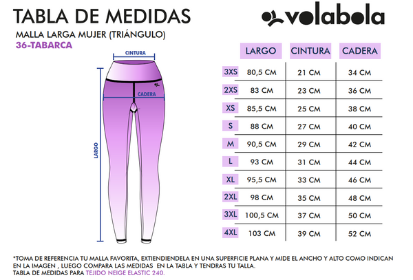 Tabla Medidas Malla Larga Mujer Tabarca