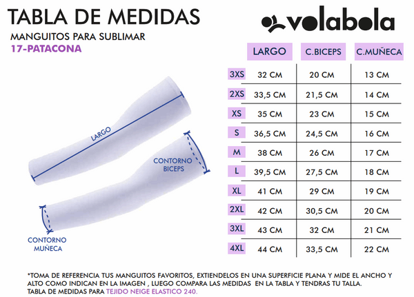 Tabla Medidas Manguitos Patacona
