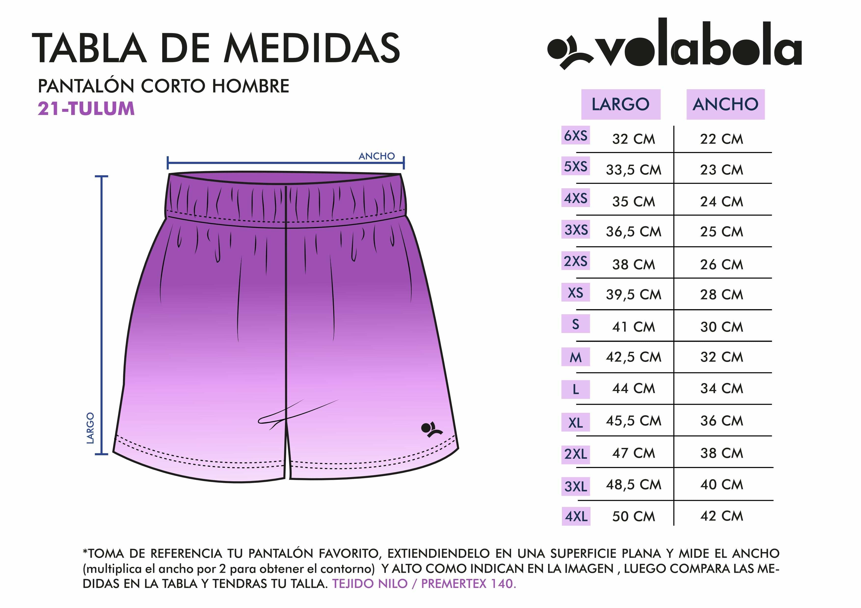 Tulum Pantalón Corto Hombre medidas