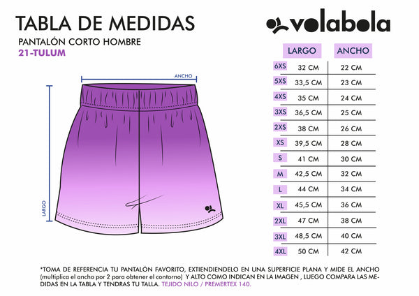 Tulum Pantalón Corto Hombre medidas