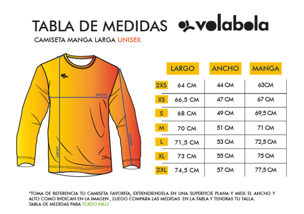 Unisex Camiseta Larga medidas