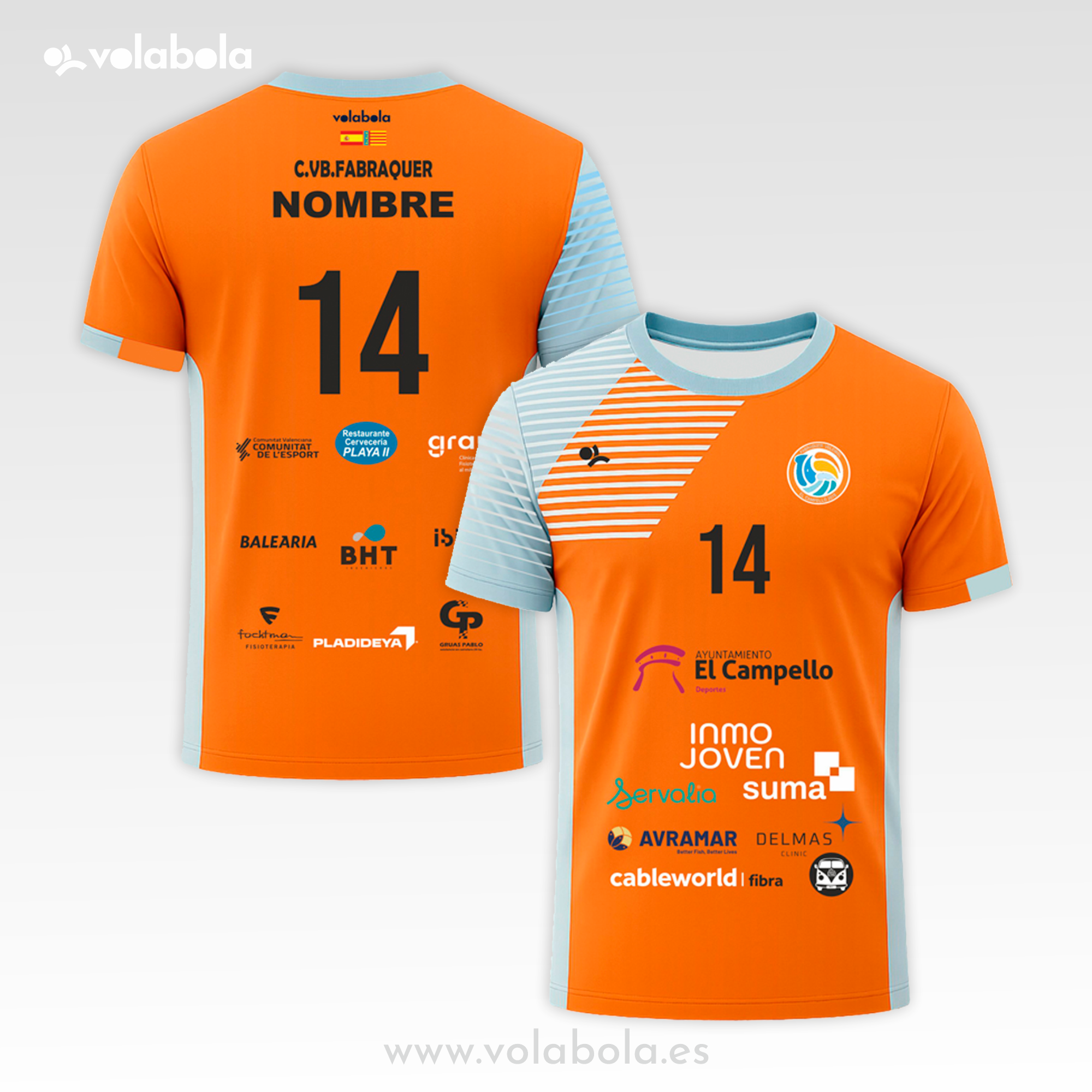 Camiseta Juego Hombre Naranja CV Fabraquer El Campello