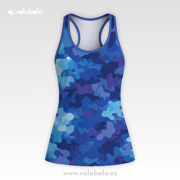 Camiseta Tirantes Pro Volley Mujer – Camuflaje Azul
