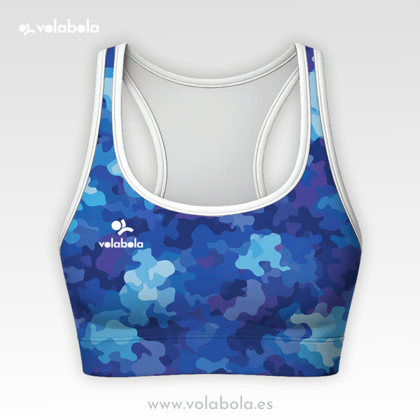 Top Bikini Clásico Pro Volley – Camuflaje Azul