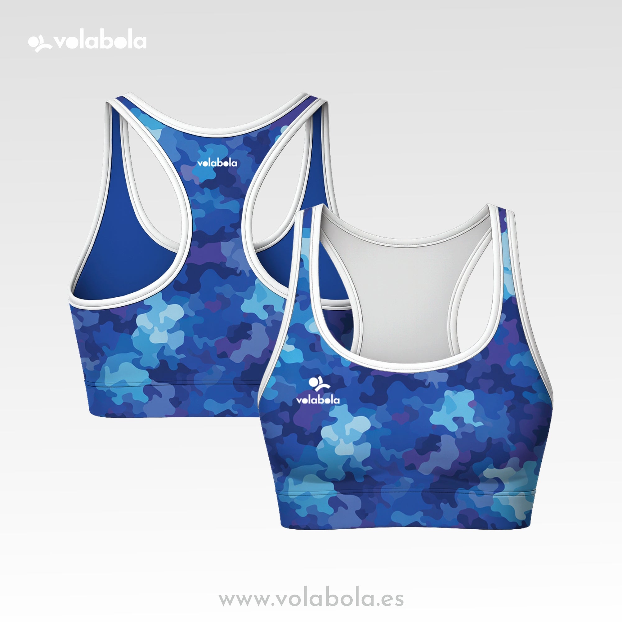 Top Bikini Clásico Pro Volley – Camuflaje Azul